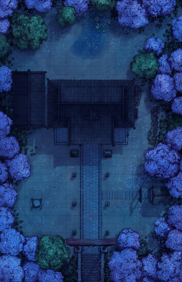 Hakurei Shrine Battlemap - overhead view japanese temple - Digital, Foundry VTT, Print