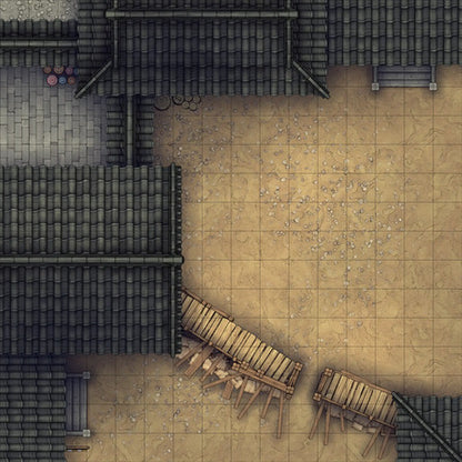 Modular Japanese City Streets Tileset Battlemap - asian-style rooftops - Digital, Foundry VTT, Print