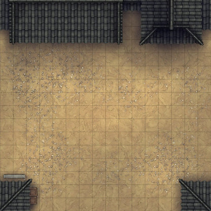 Modular Japanese City Streets Tileset Battlemap - tiled courtyard overhangs - Digital, Foundry VTT, Print