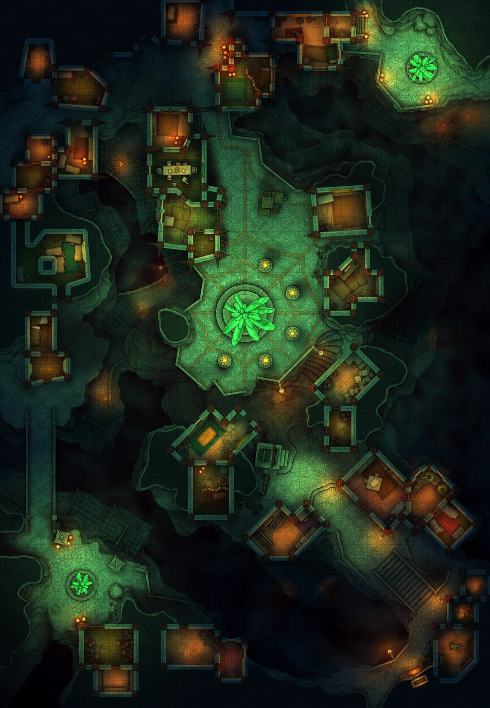 Underdark City Center Battlemap - Underdark City Center 36x52 No Spiders