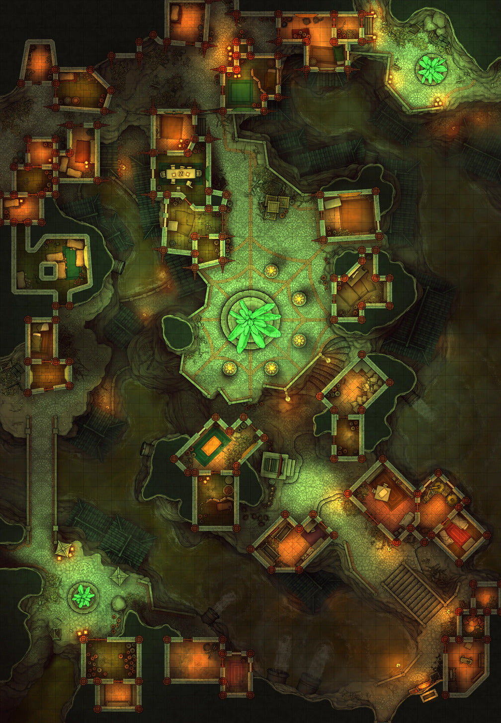 Underdark City Center Battlemap - Underdark City Center 36x52 Trashy Sewer Slums