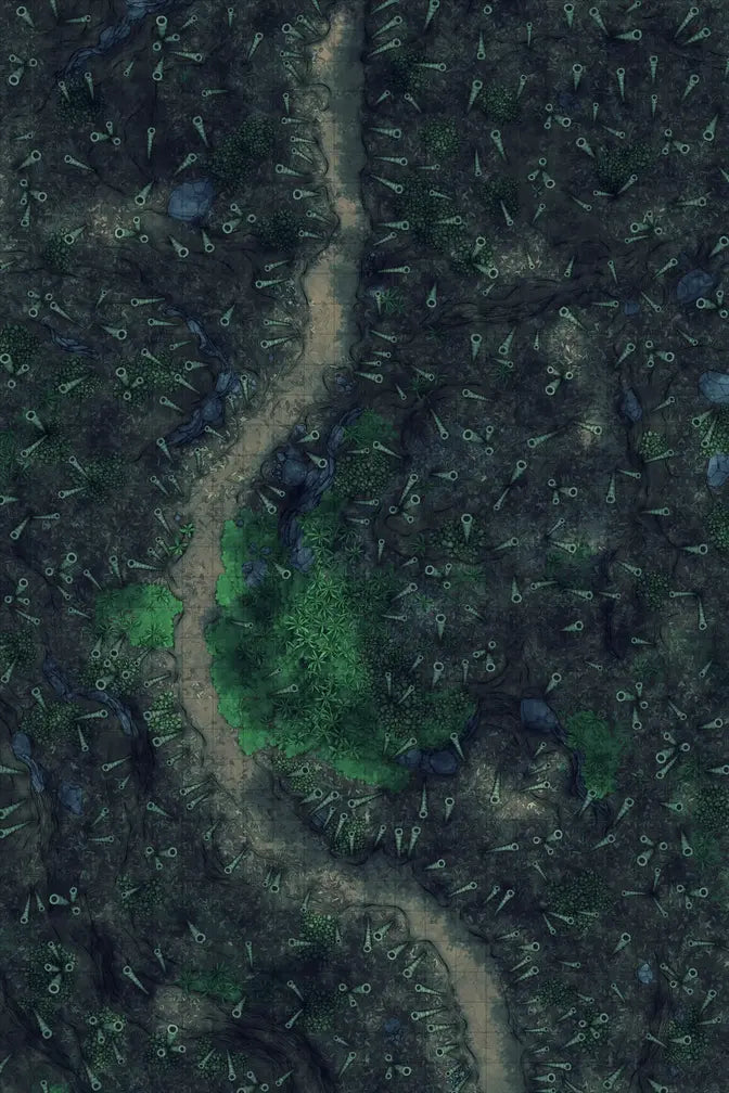 Bamboo Forest Shrine Battlemap - aerial view forest path - Digital, Foundry VTT, Print