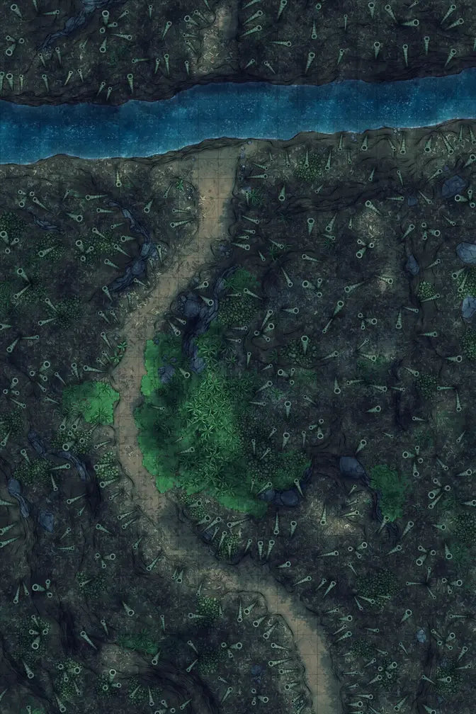 Bamboo Forest Shrine Battlemap - overhead view forest path - Digital, Foundry VTT, Print