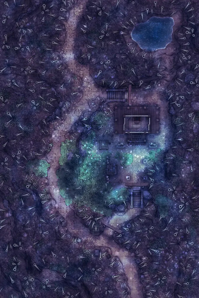 Bamboo Forest Shrine Battlemap - overhead view forest temple - Digital, Foundry VTT, Print