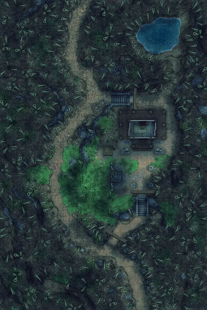 Bamboo Forest Shrine Battlemap - overhead view temple forest - Digital, Foundry VTT, Print