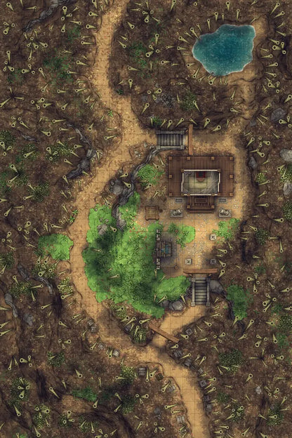 Bamboo Forest Shrine Battlemap - overhead view forest temple - Digital, Foundry VTT, Print