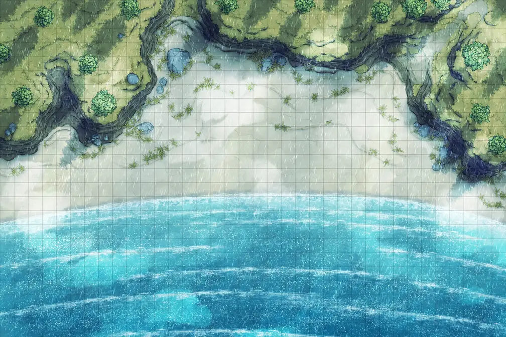 Beach Episode Battlemap - beachside battle map - Digital, Foundry VTT, Print