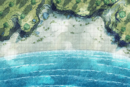 Beach Episode Battlemap - beachside battle map - Digital, Foundry VTT, Print