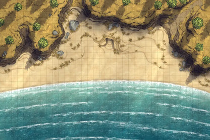 Beach Episode Battlemap - beachside battle map - Digital, Foundry VTT, Print