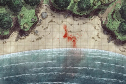 Beach Episode Battlemap - bloodstain beach - Digital, Foundry VTT, Print