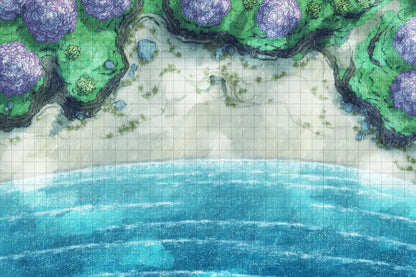 Beach Episode Battlemap - coastal battle map - Digital, Foundry VTT, Print