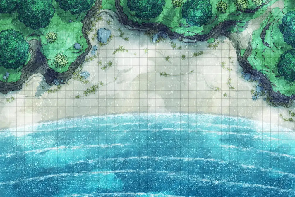 Beach Episode Battlemap - coastal battle map - Digital, Foundry VTT, Print