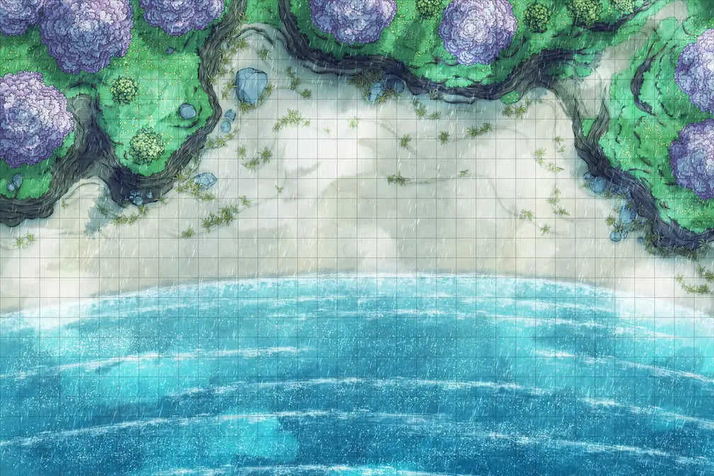 Beach Episode Battlemap - overhead view beach - Digital, Foundry VTT, Print