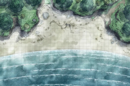 Beach Episode Battlemap - overhead view beach - Digital, Foundry VTT, Print