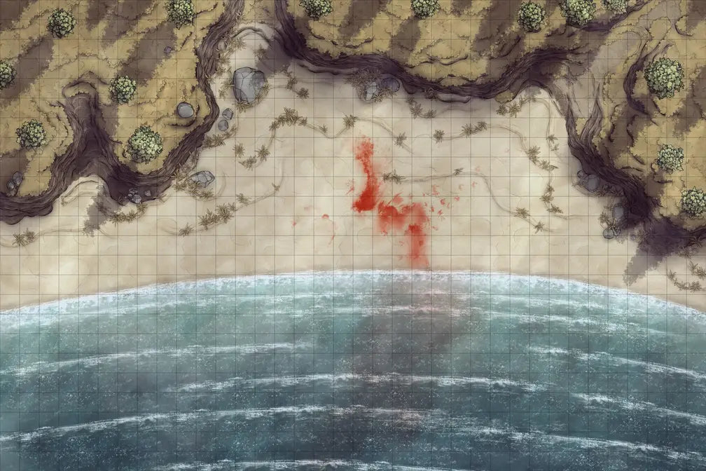 Beach Episode Battlemap - pool blood - Digital, Foundry VTT, Print