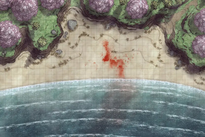 Beach Episode Battlemap - red bloodstain - Digital, Foundry VTT, Print
