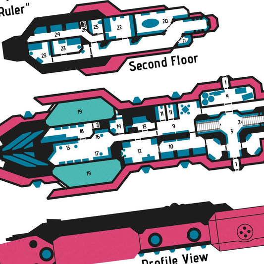 Blueprint - Luxury Diplomatic Cruiser - Ghost Ruler Battlemap - spaceship floor plan - Digital