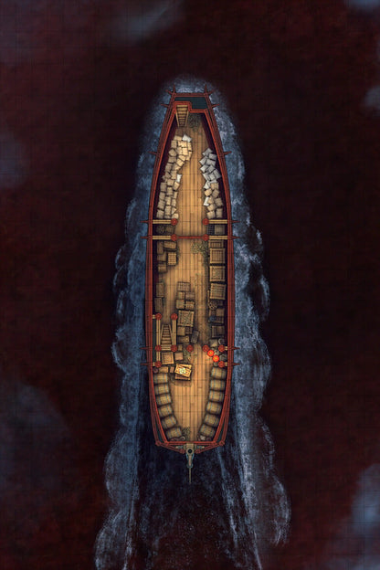 Chinese Junk Ship Battlemap - cargo ship red waters - Digital, Foundry VTT, Print