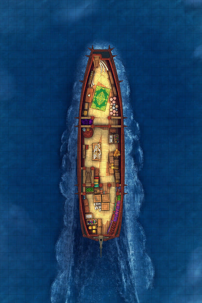 Chinese Junk Ship Battlemap - top-down view cargo ship - Digital, Foundry VTT, Print
