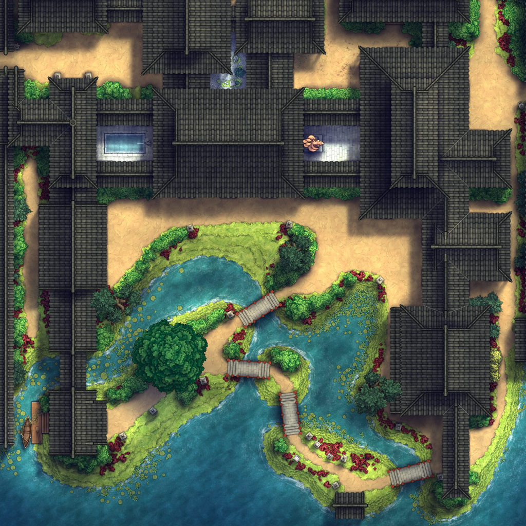 Japanese Mansion — Shinden Zukuri Battlemap - DnD Map