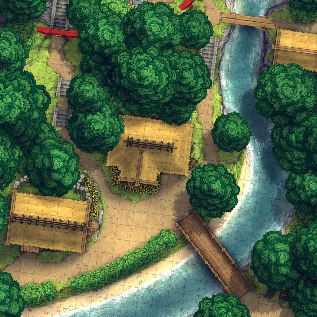 Dungeondraft Overhaul - Core Asset Pack Kit - golden temple red accents tiled - Digital,