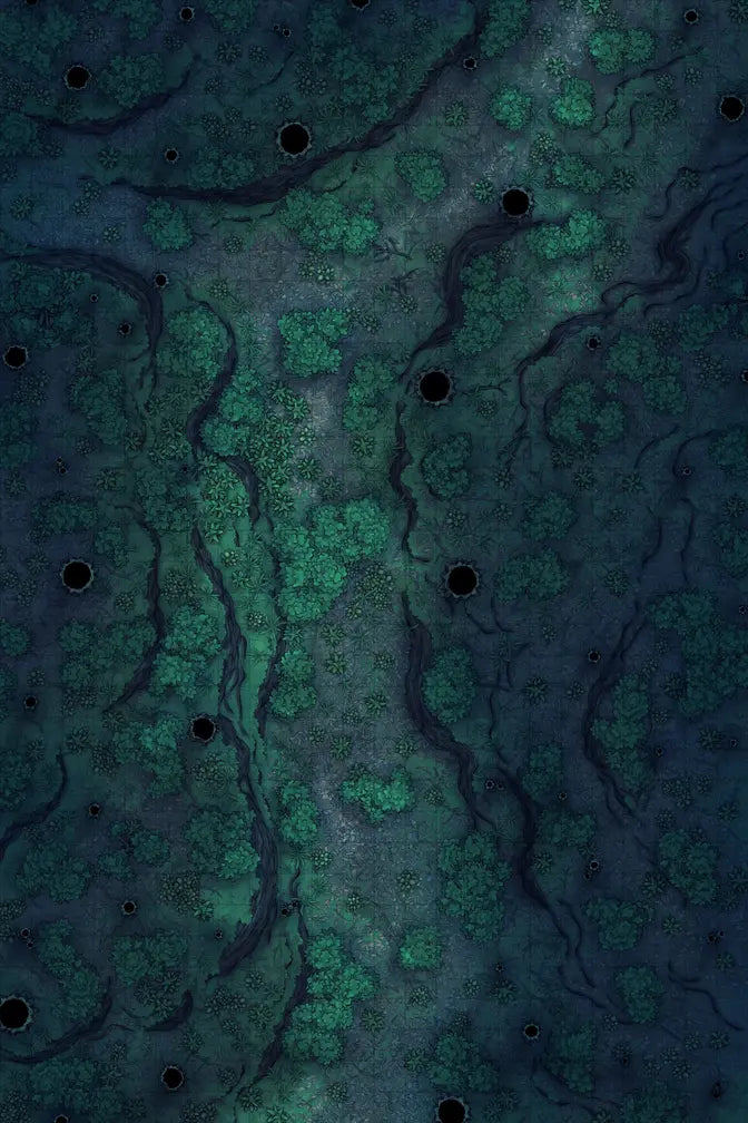 Forest Floor Pack Battlemap - dark teal fractal pattern - Digital, Foundry VTT, Print