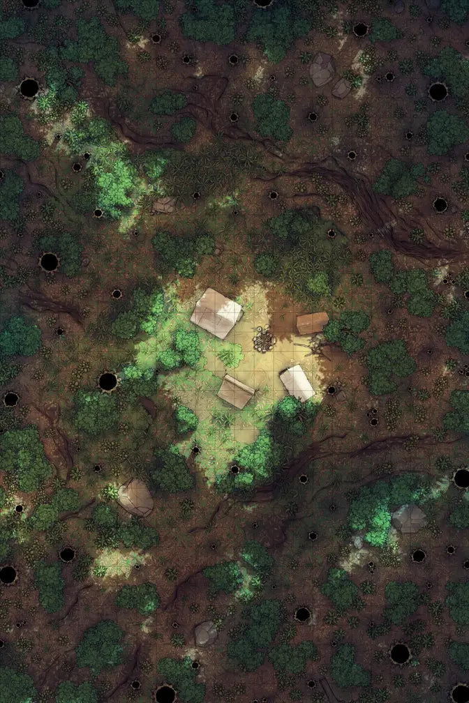 Forest Floor Pack Battlemap - overhead view forest village - Digital, Foundry VTT, Print