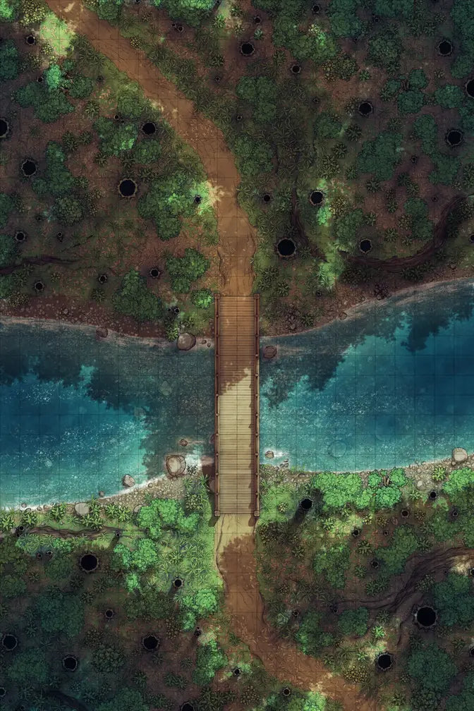 Forest Floor Pack Battlemap - wooden bridge river - Digital, Foundry VTT, Print