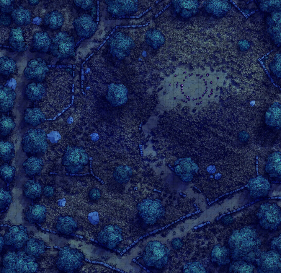 Forgotten Golden Wheat Fields Battlemap - blue green textured fabric intricate - Digital, Foundry VTT, Print