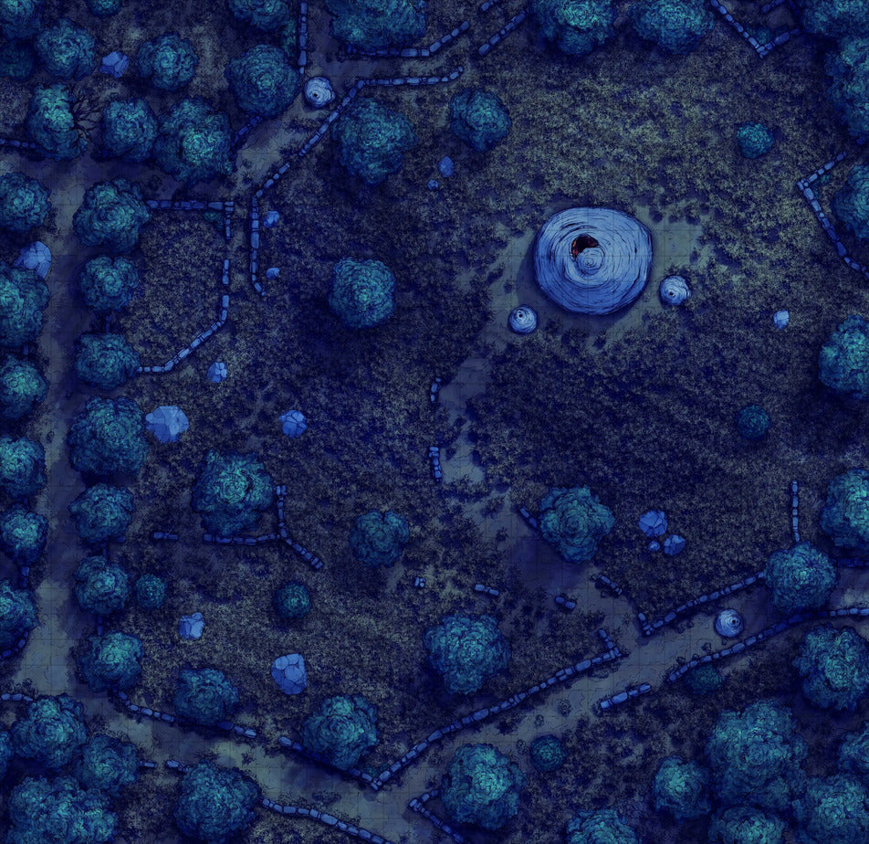 Forgotten Golden Wheat Fields Battlemap - blue white speckled ceramic vase - Digital, Foundry VTT, Print