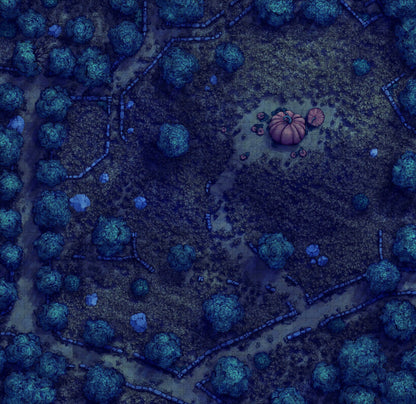 Forgotten Golden Wheat Fields Battlemap - dark orange pumpkin green stem - Digital, Foundry VTT, Print