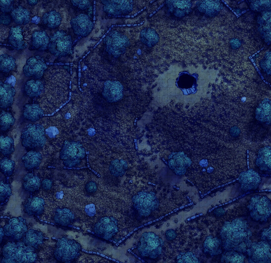 Forgotten Golden Wheat Fields Battlemap - deep blue textured fabric intricate - Digital, Foundry VTT, Print