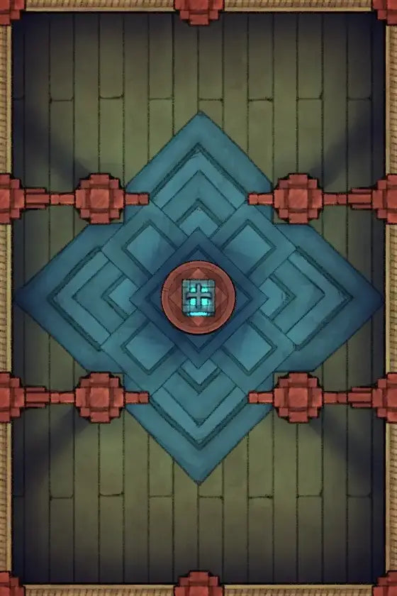 Fox Spirit’s Island Palace - Modular Dungeon Tileset Battlemap - blue diamond-shaped rug geometric patterns - Digital,