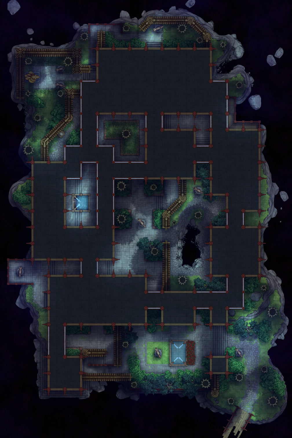 Fox Spirit’s Island Palace - Modular Dungeon Tileset Battlemap - dark intricate dungeon map green - Digital, Foundry