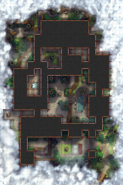 Fox Spirit’s Island Palace - Modular Dungeon Tileset Battlemap - dark red black modular set - Digital, Foundry VTT,