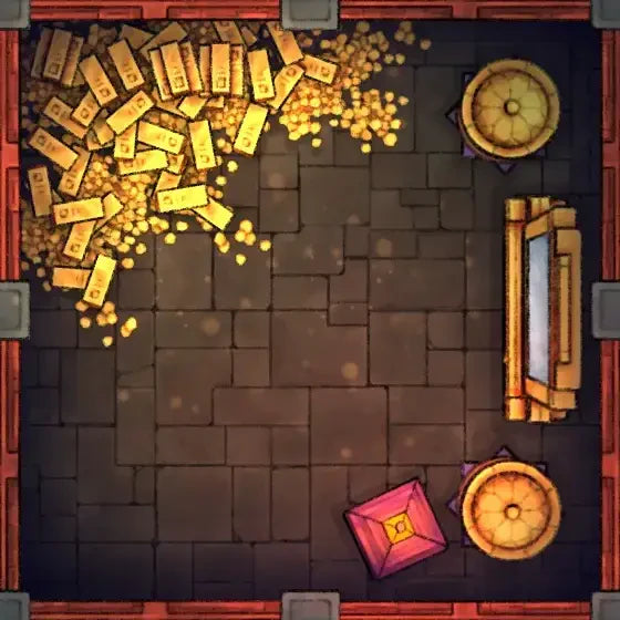 Fox Spirit’s Island Palace - Modular Dungeon Tileset Battlemap - gold ingots coins treasure chest - Digital, Foundry