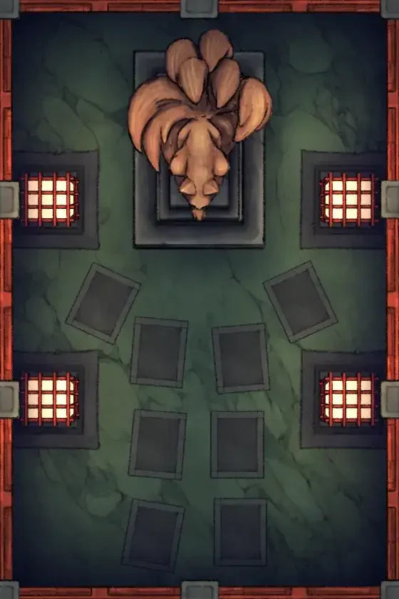 Fox Spirit’s Island Palace - Modular Dungeon Tileset Battlemap - green lion head wall art - Digital, Foundry VTT, Print