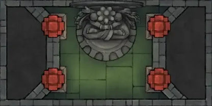 Fox Spirit’s Island Palace - Modular Dungeon Tileset Battlemap - green stone dragon head fountain - Digital, Foundry