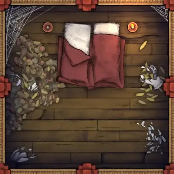 Fox Spirit’s Island Palace - Modular Dungeon Tileset Battlemap - red plush bed white fur - Digital, Foundry VTT, Print