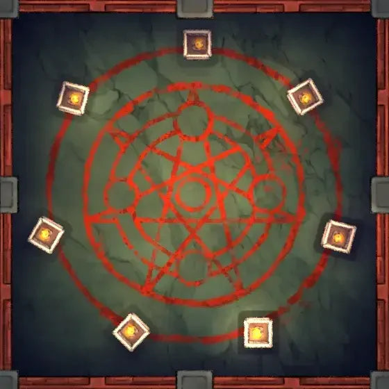 Fox Spirit’s Island Palace - Modular Dungeon Tileset Battlemap - red pentagram altar mat intricate - Digital, Foundry