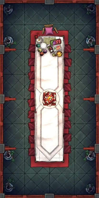 Fox Spirit’s Island Palace - Modular Dungeon Tileset Battlemap - red white table runner gold - Digital, Foundry VTT,