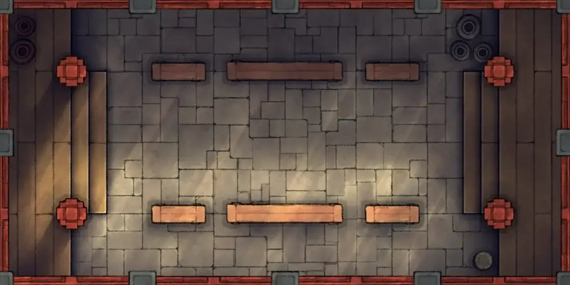 Fox Spirit’s Island Palace - Modular Dungeon Tileset Battlemap - red black industrial-style metal grate - Digital,