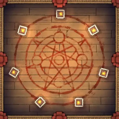 Fox Spirit’s Island Palace - Modular Dungeon Tileset Battlemap - red stone pentagram floor tile - Digital, Foundry VTT,