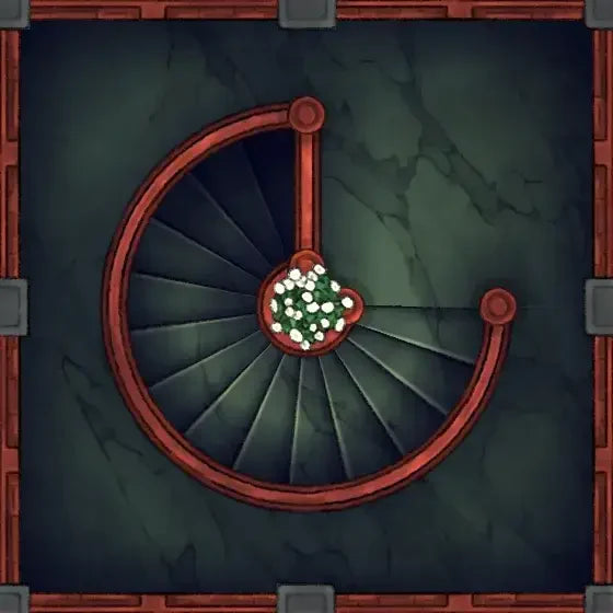 Fox Spirit’s Island Palace - Modular Dungeon Tileset Battlemap - spiral staircase red metal dark - Digital, Foundry