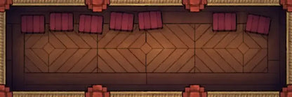 Fox Spirit’s Island Palace - Modular Dungeon Tileset Battlemap - wooden table red cushioned chairs - Digital, Foundry