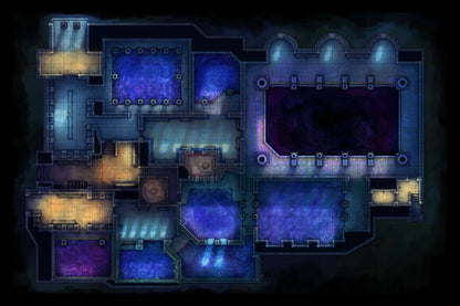 Greco-Roman Bathhouse Battlemap - fantasy dungeon map - Digital, Foundry VTT, Print