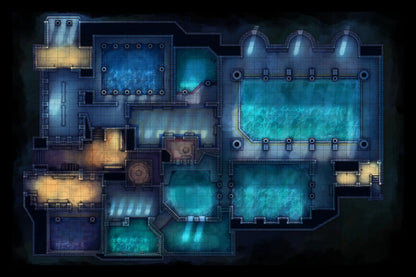 Greco-Roman Bathhouse Battlemap - fantasy dungeon map - Digital, Foundry VTT, Print