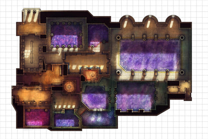 Greco-Roman Bathhouse Battlemap - fantasy floor plan - Digital, Foundry VTT, Print