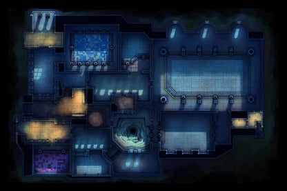 Greco-Roman Bathhouse Battlemap - overhead dungeon map - Digital, Foundry VTT, Print