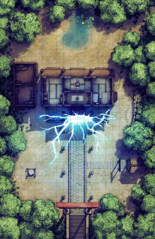 Hakurei Shrine Battlemap - japanese temple - Digital, Foundry VTT, Print
